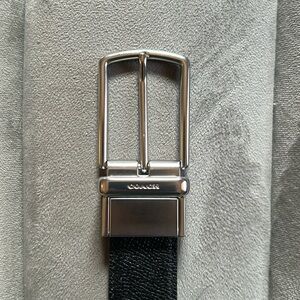 Coach Silver and Black Leather Belt